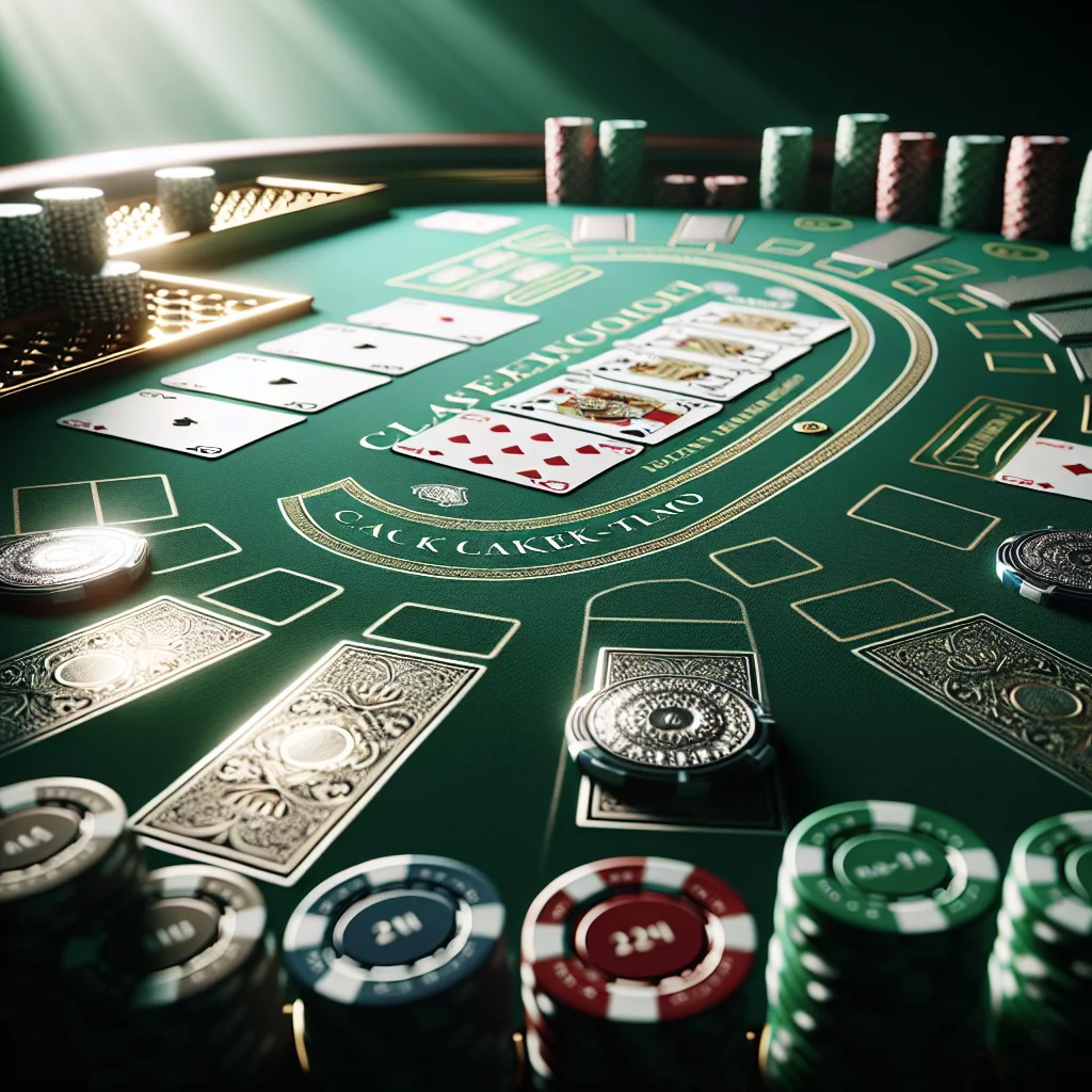 Uma mesa de blackjack com cartas